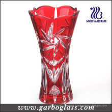 Red Color Sun Flower Carving Glass Vase (GB1508TY/P)